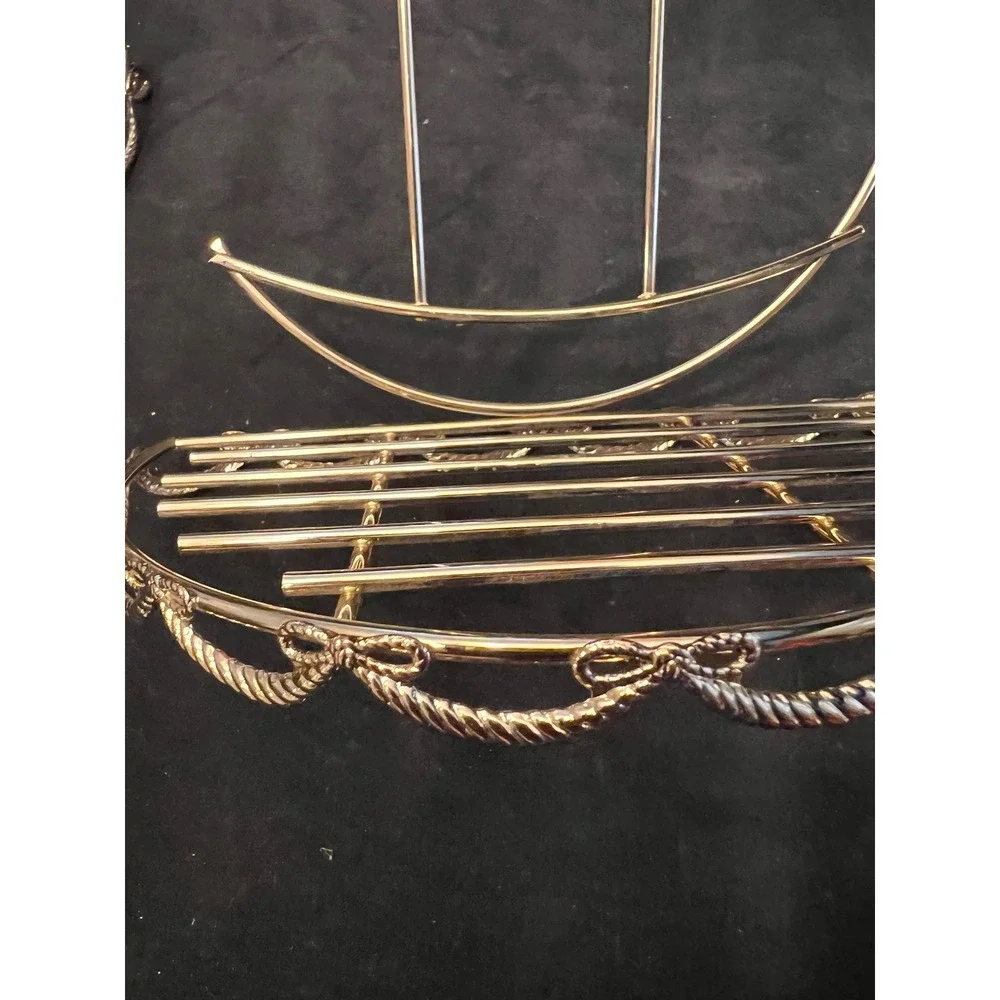 HOMCO Gold Metal Wire Shelf | Set of 2 | Cottage Grandma Bow Y2K